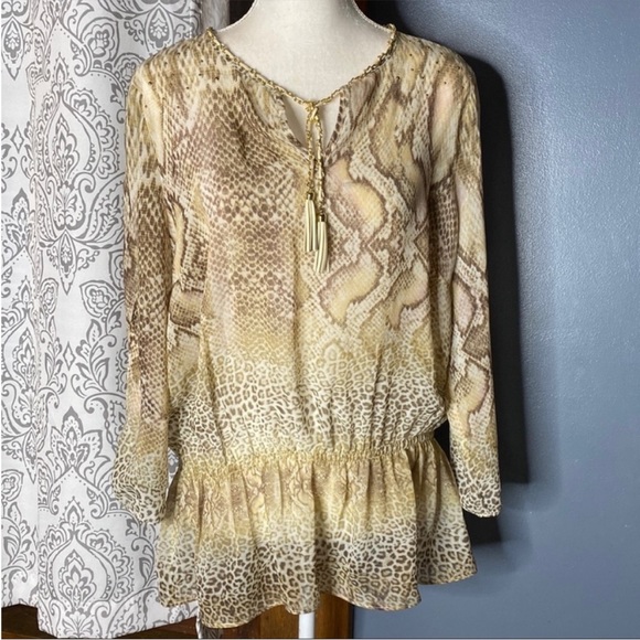 Cache' snakeprint sheer blouse size large - Picture 1 of 4